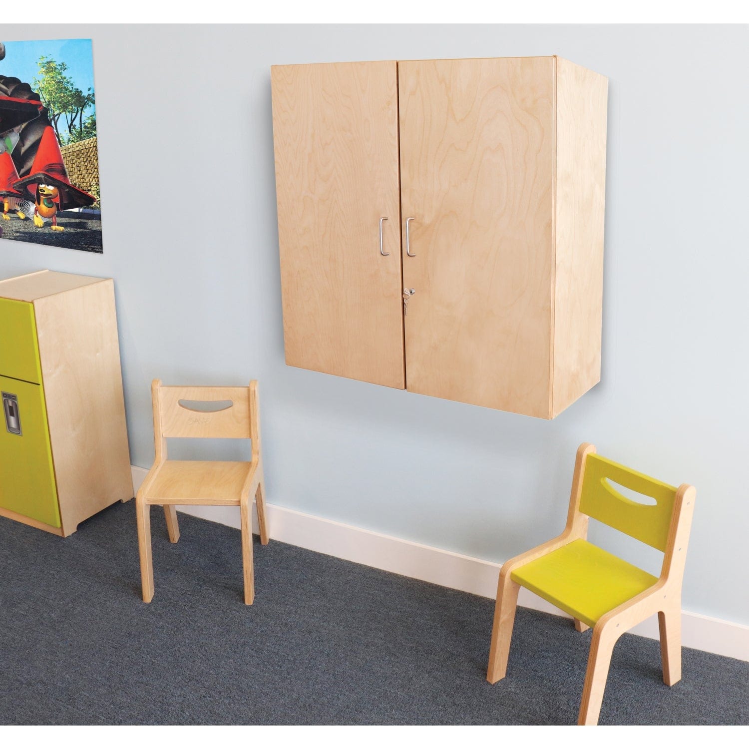 Secure Lockable Wall Mounted Storage Cabinet - Heavy Duty Metal Cabinet for Home, Office, Garage & Workshop Organization