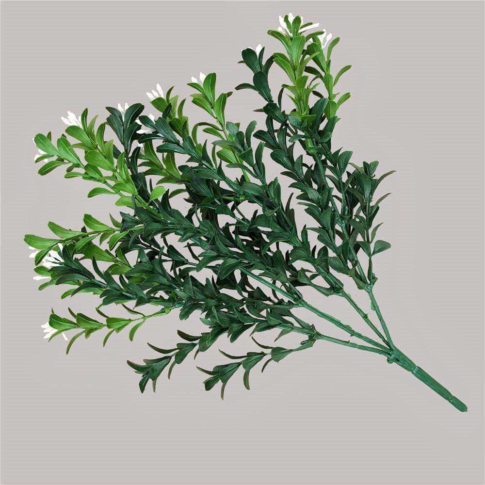 (5 Pack) 30cm Artificial Boxwood Stems - Realistic Fake Plants for Home Decor, Wedding Centerpieces, Office Desk & Indoor Greenery