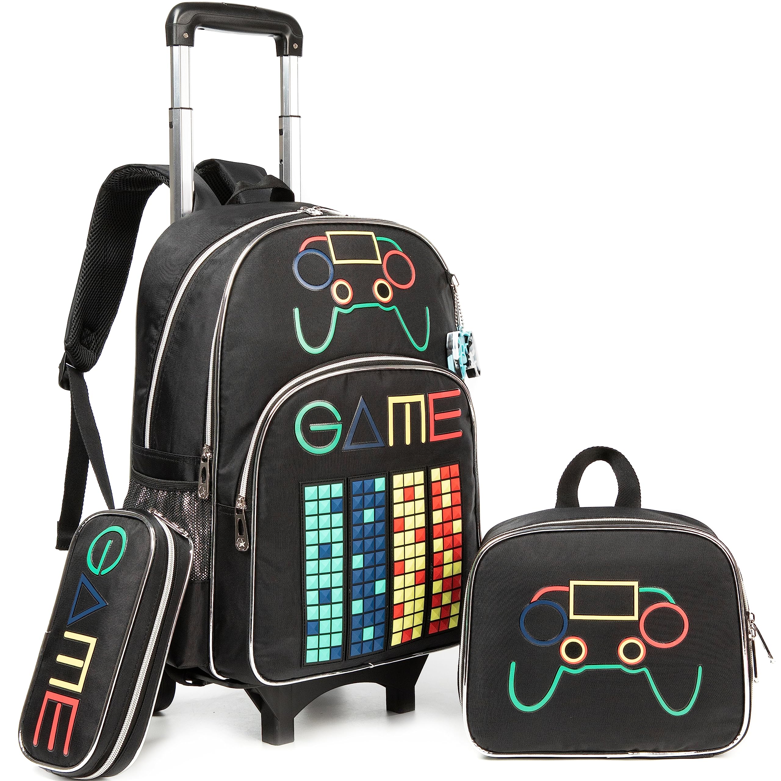 Meetbelify Rolling Backpack for Boys Age 6-8 - Wheeled School Backpack with Lunch Box Set, Durable Kids Travel Suitcase & Laptop Bag for Elementary Students - Perfect for School, Travel, and Daily Commute