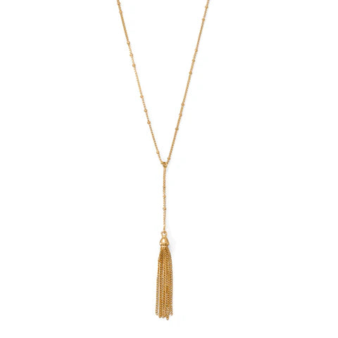 18K Gold Plated Tassel Necklace for Women - 18+2 Inch Adjustable Chain - Elegant Boho Jewelry for Party, Wedding & Date Night