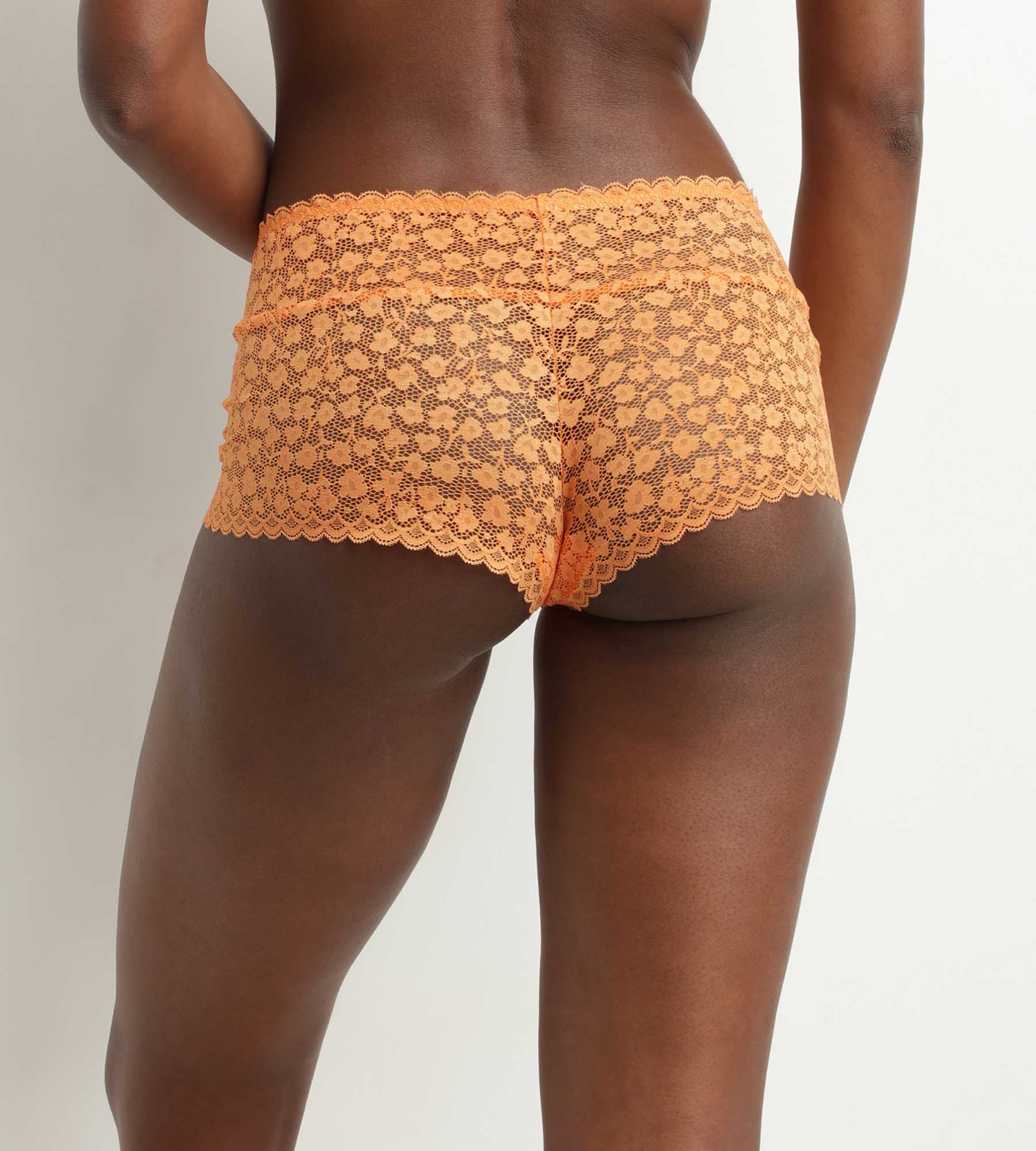 Floral Daisy Lace Orange Shorty for Women - Sexy Lingerie for Date Night & Romantic Occasions