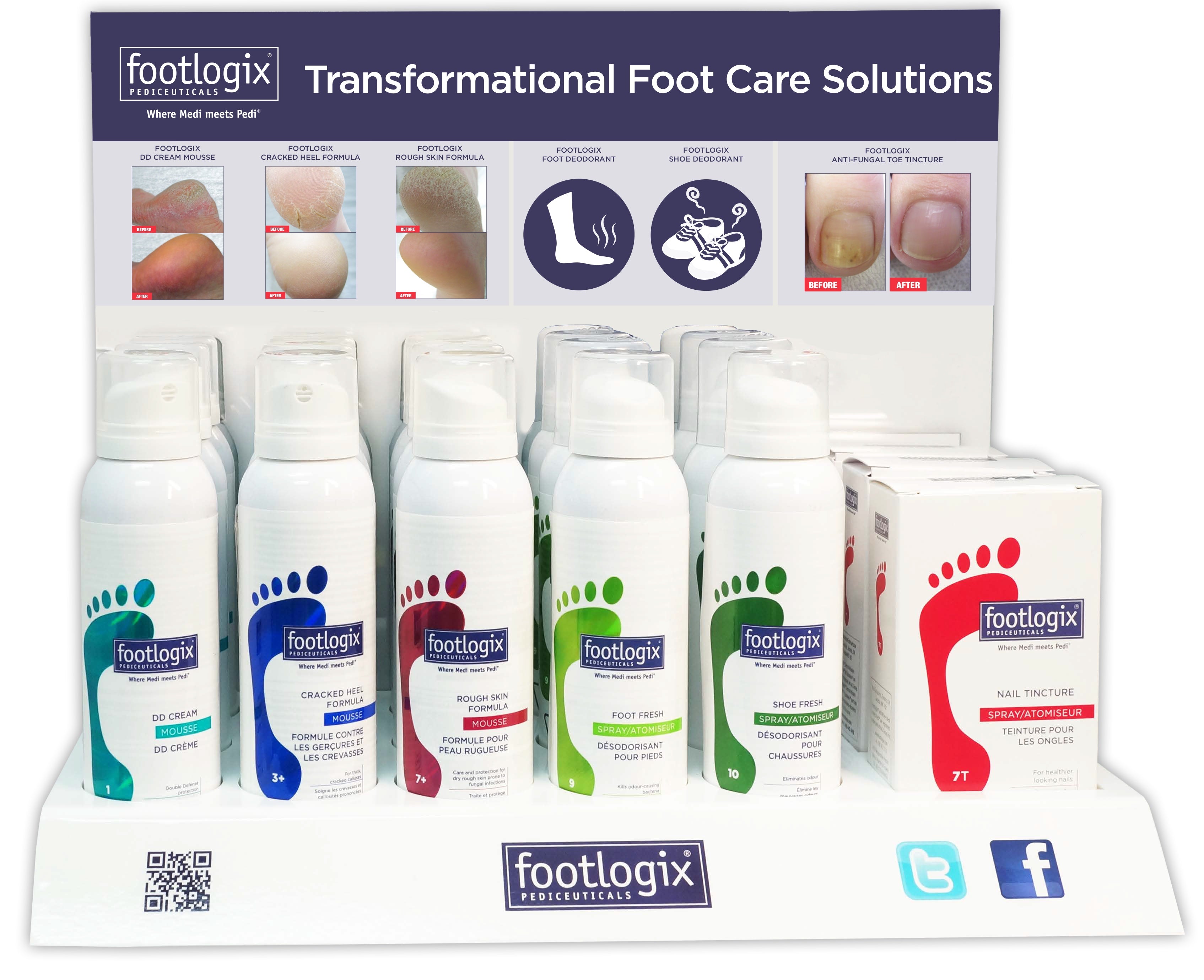 Footlogix 30-Piece Retail Counter Display PrePack - Moisturizing Foot Care Products for Dry & Cracked Heels - Perfect for Salons, Spas & Retail Stores