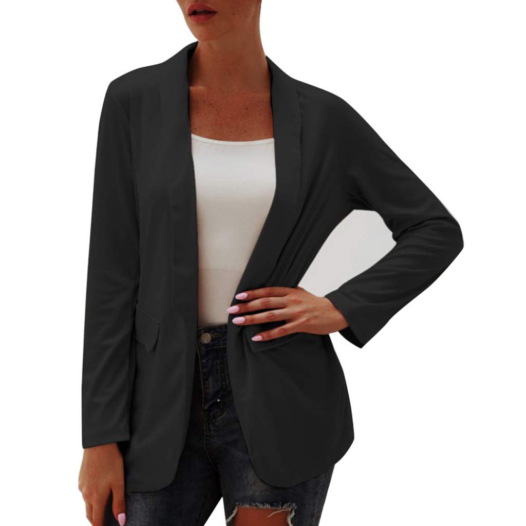 ZBYY Women's Lightweight Long Sleeve Blazer Jacket - Office Work & Casual Suit with Lapel - Perfect for Business Meetings, Office Wear and Smart Casual Outfits