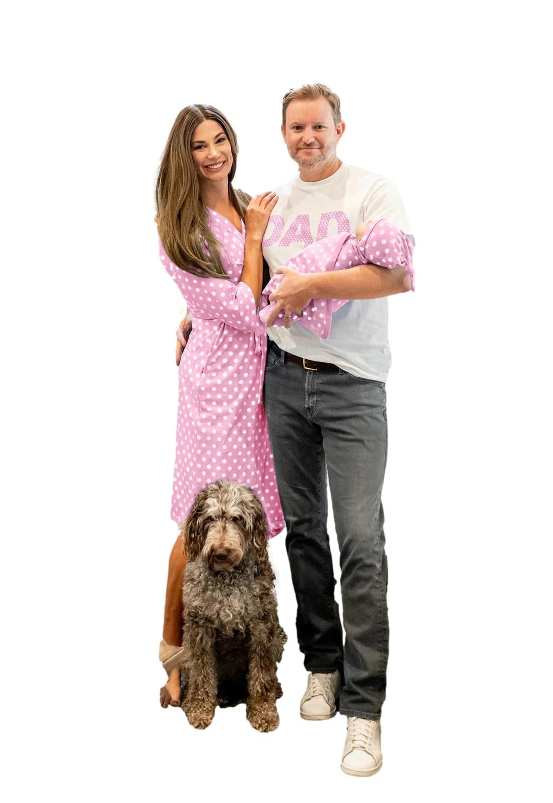Baby Be Mine Maternity Nursing Robe, Baby Girl Swaddle Blanket & Daddy T-Shirt Set - Soft Hospital Delivery & Newborn Photo Outfits for Mother & Baby