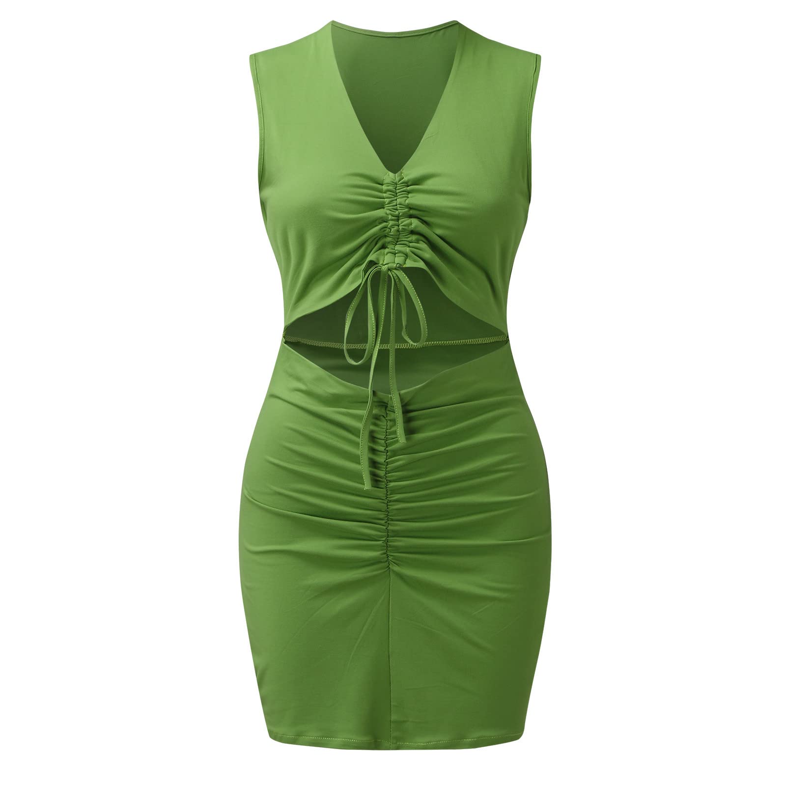 BIBOKAOKE Women's Western Short Dress - Sexy V-Neck Sleeveless Summer Maxi Dress | Soft Flowy Fashion Dress for Outdoor Parties, Music Festivals & Casual Wear