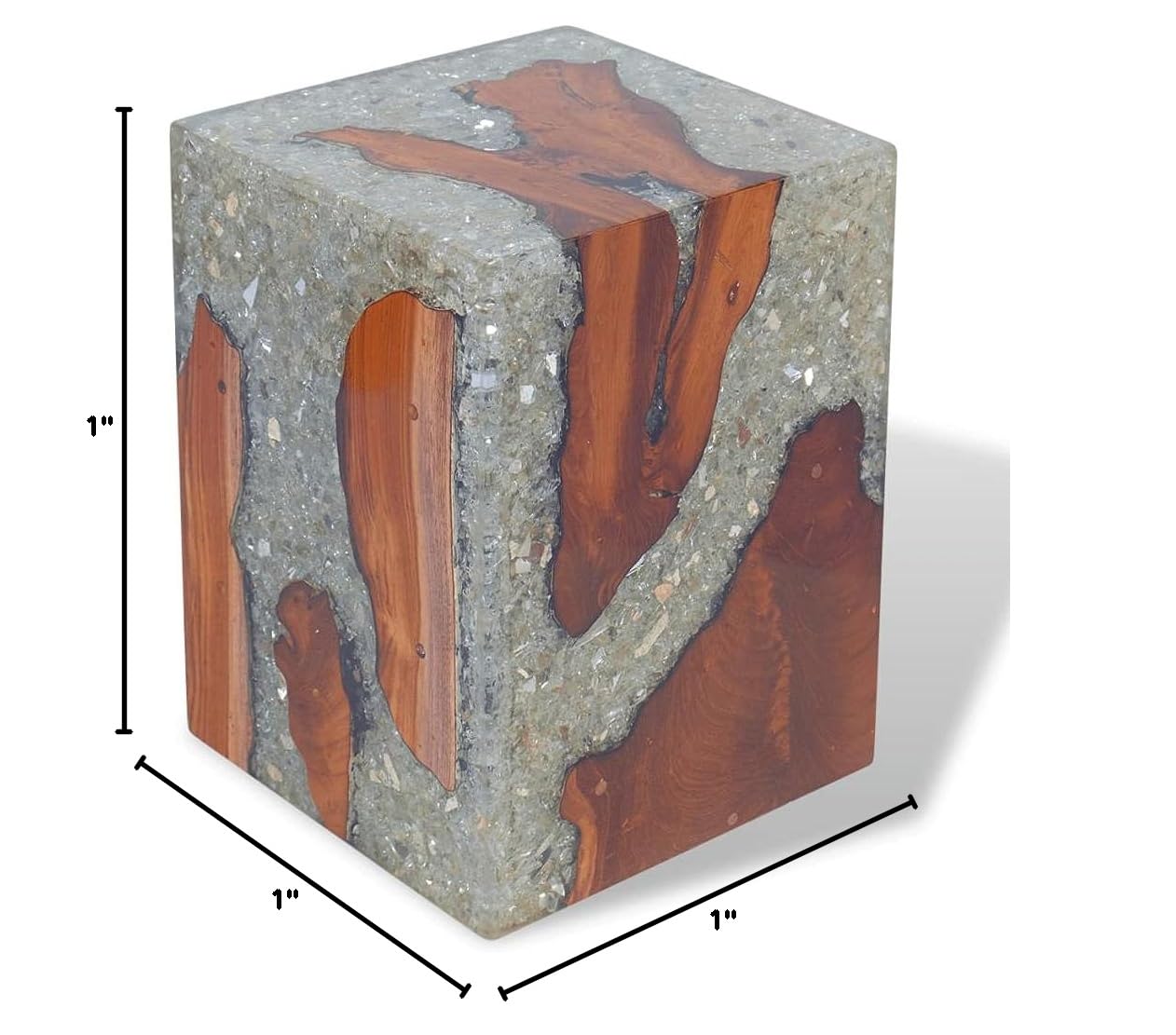 Solid Teak Wood & Resin Garden Stool - Natural Side Table, Plant Stand, Bedside Frame - Multifunctional Home & Garden Decor for Patio, Living Room & Outdoor Use