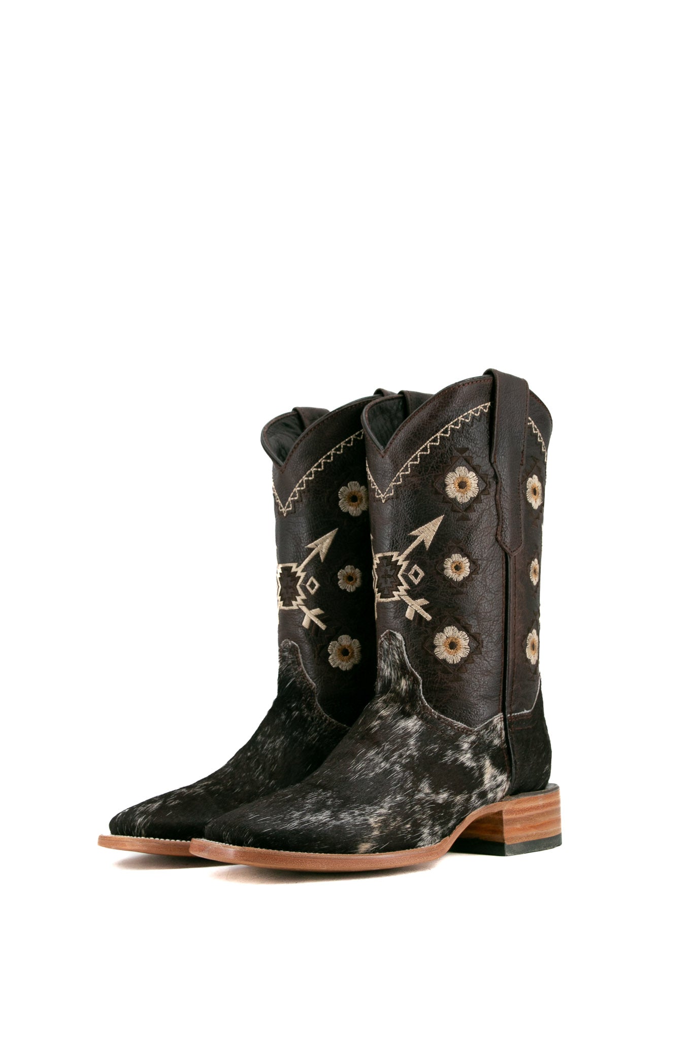Women's Cowhide Square Toe Cowgirl Boots - Western Ankle Booties for Country Dancing & Rodeo - Size 8 (Box JF30) - Final Sale - Perfect for Line Dancing, Concerts & Country Fashion