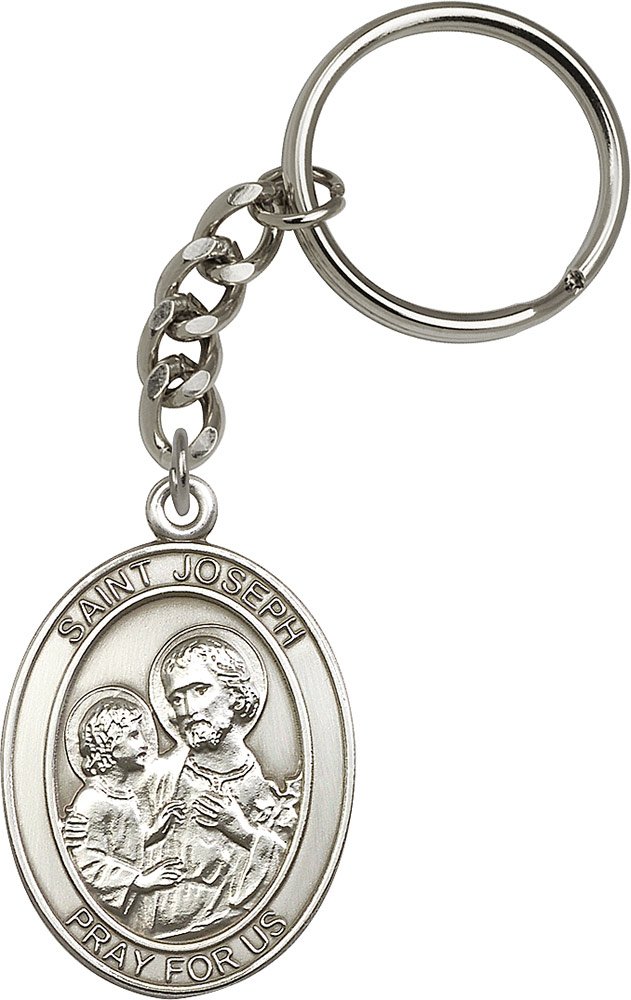 St. Joseph Keychain Pendant - Antique Silver Religious Keychain - Handmade in USA - Perfect for Catholic Gifts, Car Keys & Prayer Devotion