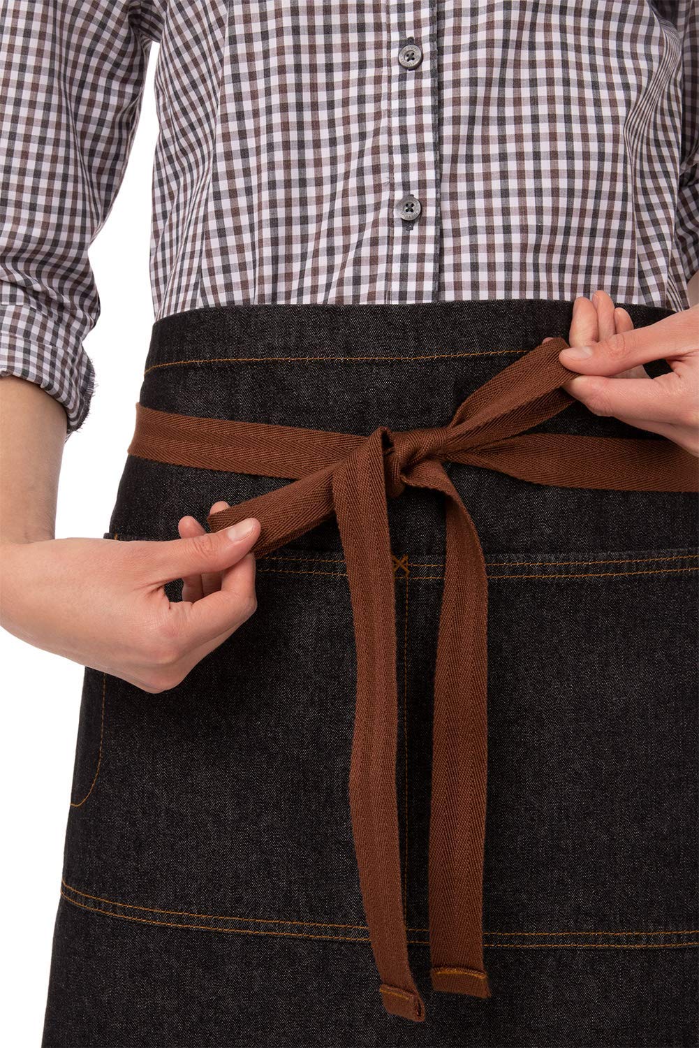 Chef Works Custom Unisex Memphis Half Bistro Apron - Premium Adjustable Waist Kitchen Apron for Cooking, Baking & Grilling - Ideal for Chefs, Bartenders & Home Cooks