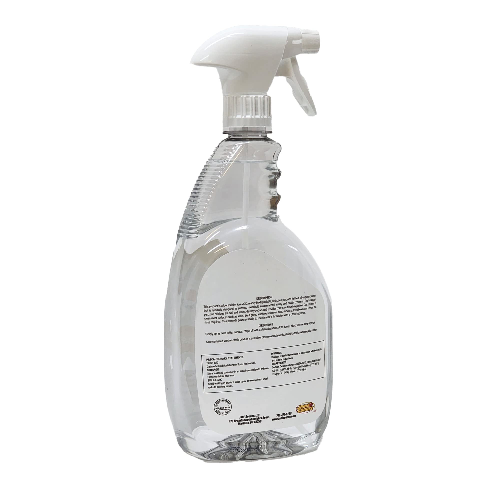 32 oz Fizzy Peroxide & Orange Multi-Purpose Cleaner Spray (Pack of 12) - Kitchen, Bathroom & Surface Disinfectant for Home & Office Use