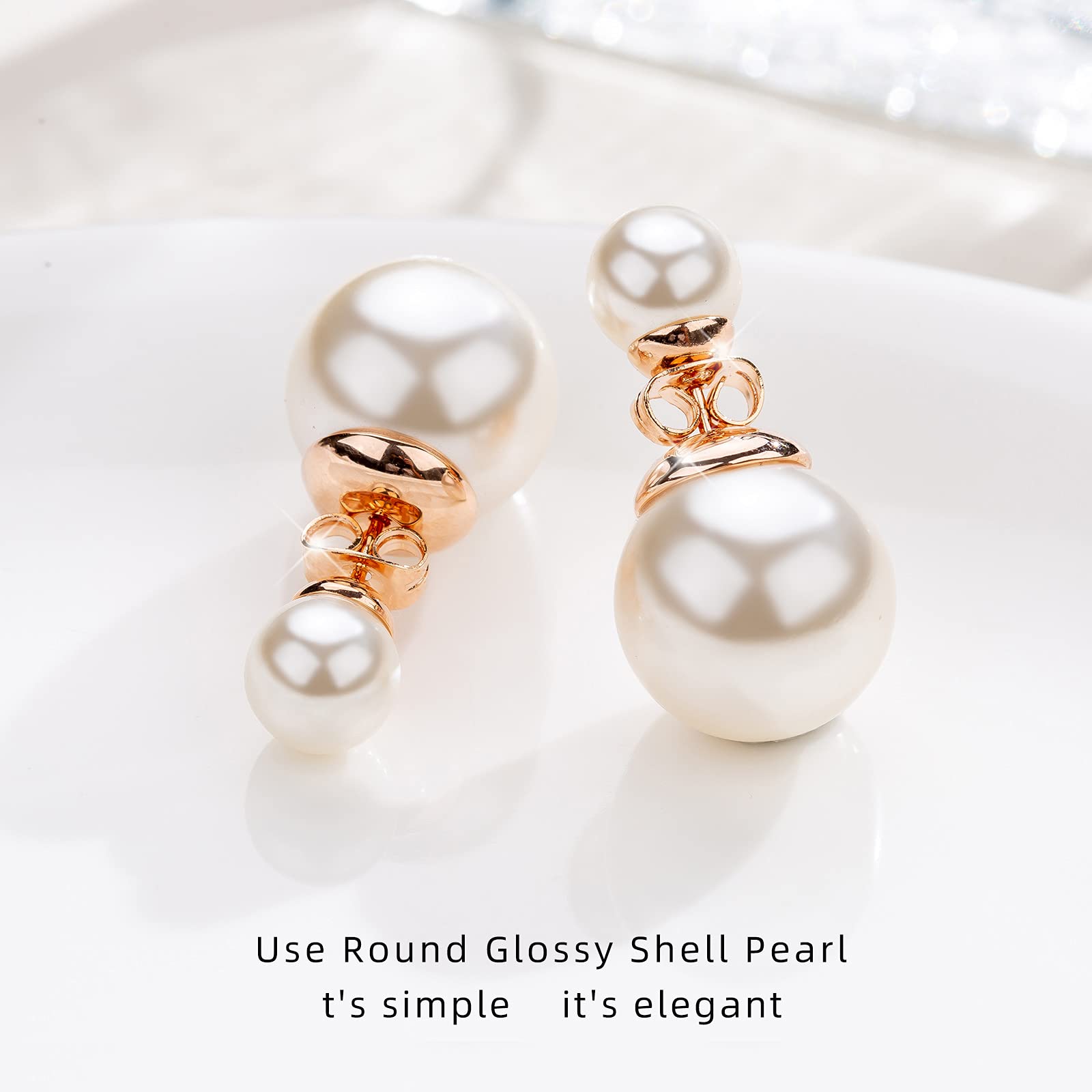 Elegant Double-Sided Pearl Earrings for Women - 925 Sterling Silver Stud Earrings with Front & Back Pearls - Perfect for Wedding, Party, Anniversary & Special Occasion Gifts