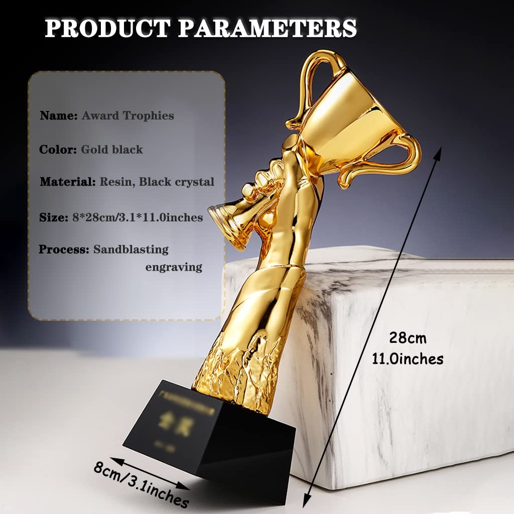 Bulk Custom Engraved 3D Trophy Cups - Creative Resin Glory Awards, Gold Plated Sales Prize Trophies for Recognition & Gifting | Perfect for Corporate Awards, Sports Competitions & Academic Achievements