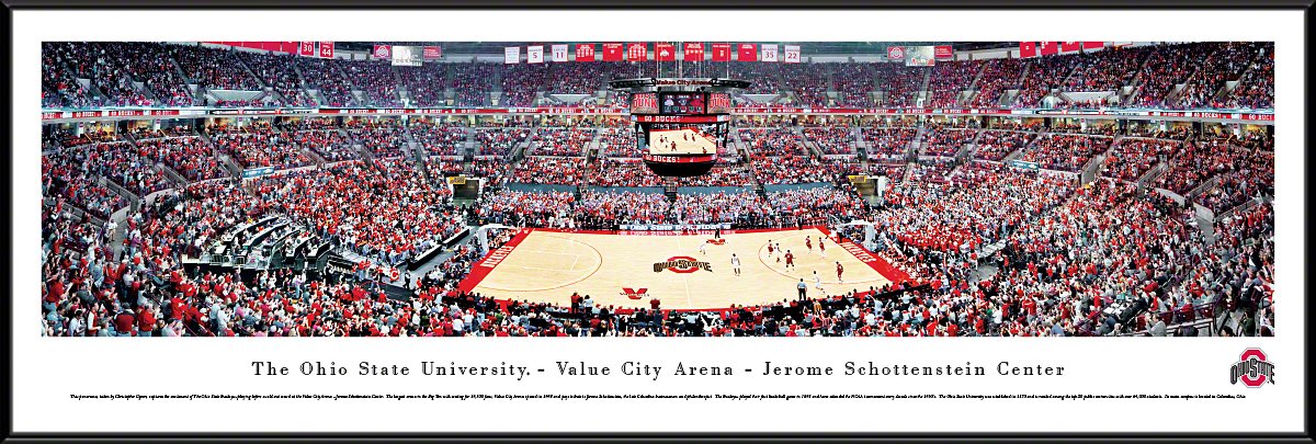 Ohio State Buckeyes Basketball Poster - Blakeway Panoramas NCAA Sports Wall Art for Game Room, Dorm Decor & Fan Cave