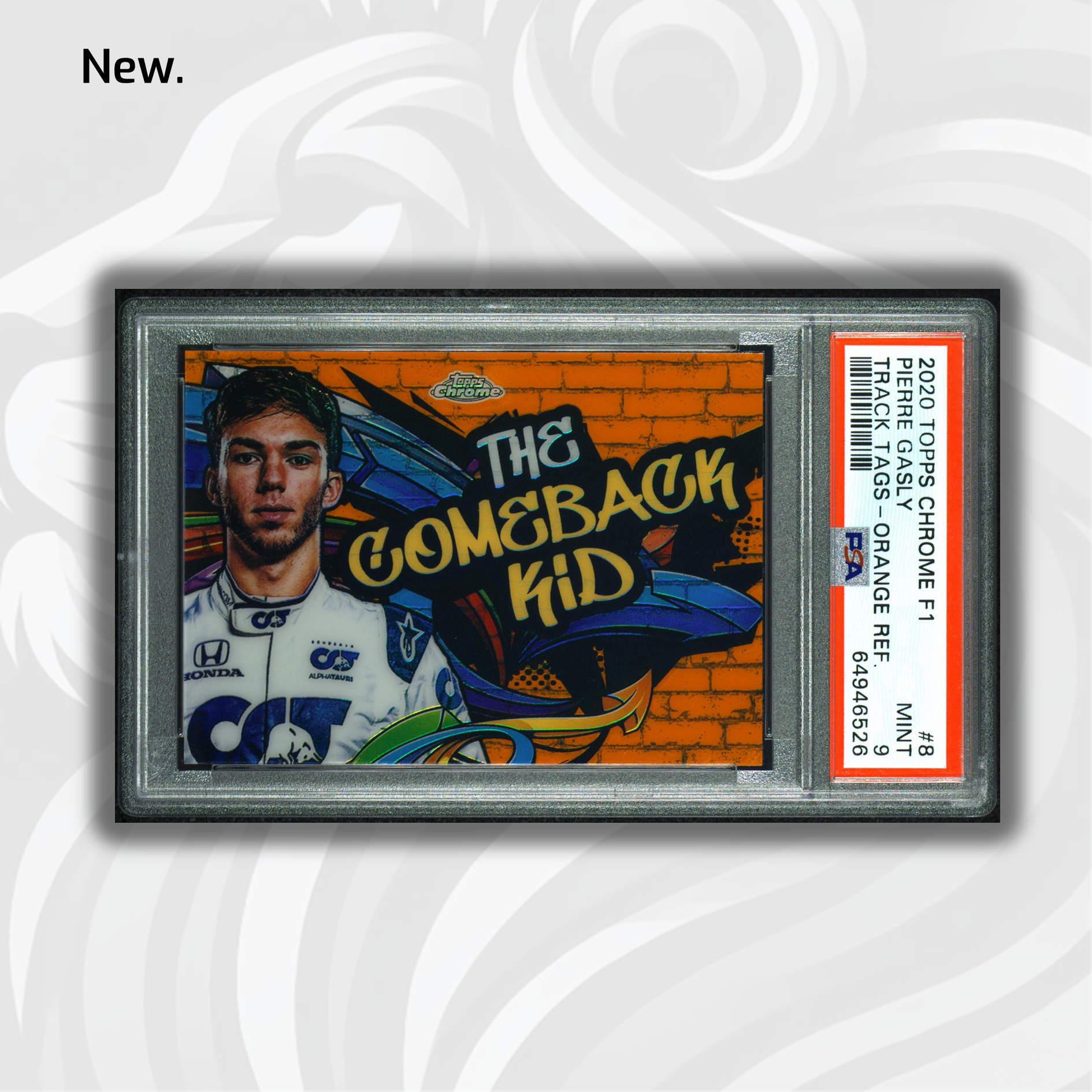 2020 Topps Chrome F1 PSA 9 Pierre Gasly #8 Track Tags Orange 19/25 - Rare Racing Collectible for F1 Fans and Card Investors