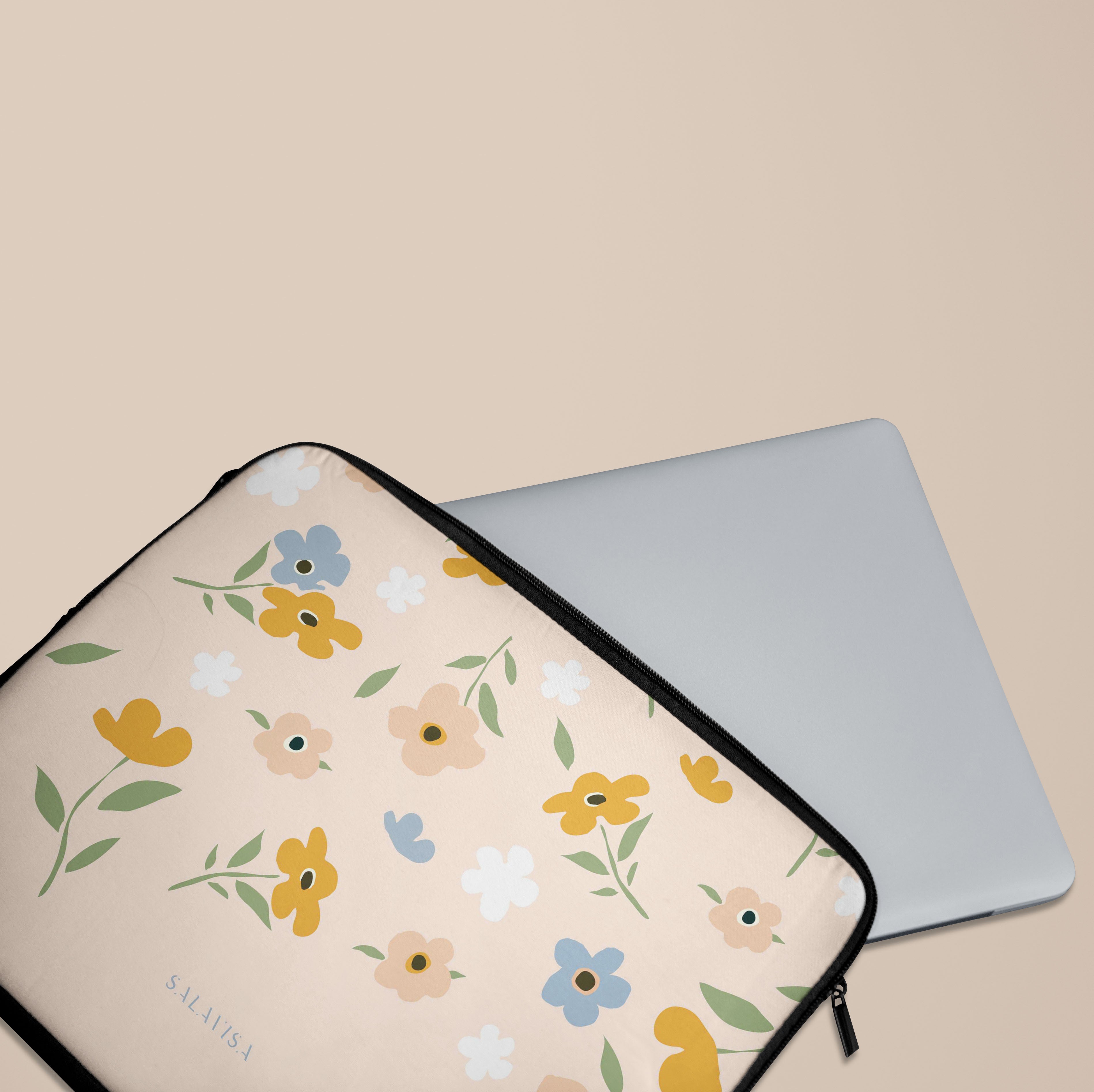 Pink Floral Laptop Sleeve for MacBook Air/Pro 13-15 Inch - Cute Protective Case for Women, Girls | Perfect for Work, School, Travel & College