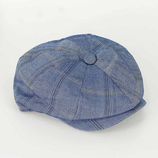 Cavani Connall Blue Check Baker Boy Cap | Vintage Newsboy Hat for Men & Women | Perfect for Casual Outfits, Outdoor Activities & Fashion Styles