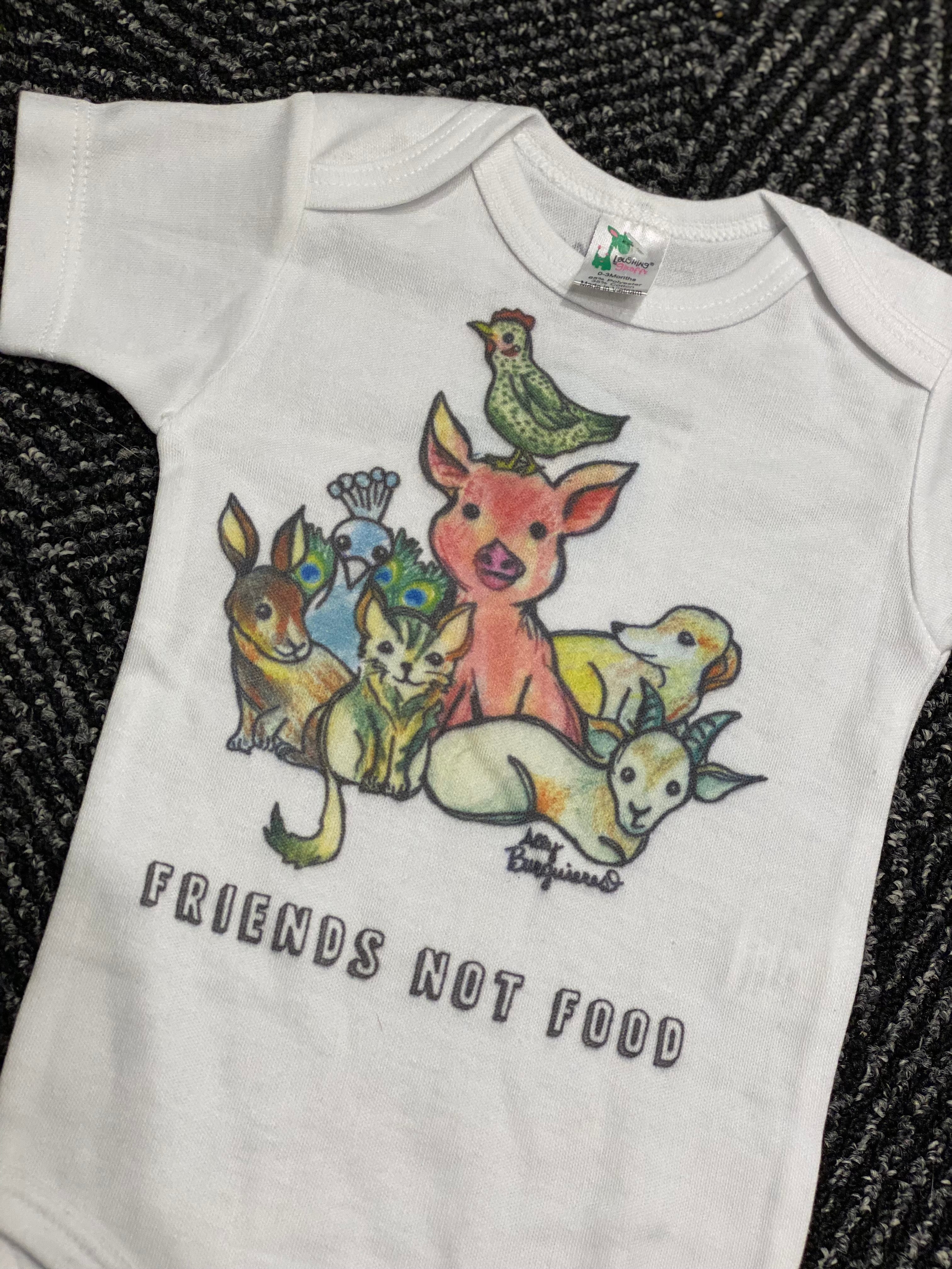 Friends Not Food Vegan Baby Onesie - Cute Animal Rights Bodysuit for Infants - Perfect for Animal Lovers & Eco-Friendly Parenting