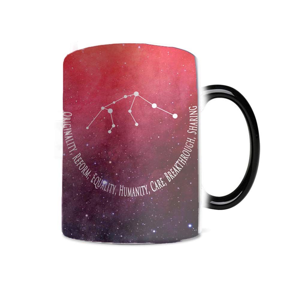 ZaH Constellation Coffee Mug - 10oz Ceramic Changing Mug with Heat & Cold Color Changing Design for Kids & Adults - Perfect for Coffee, Tea, Hot Chocolate (Aquarius Zodiac Gift, Office Desk Decor, Birthday Present)