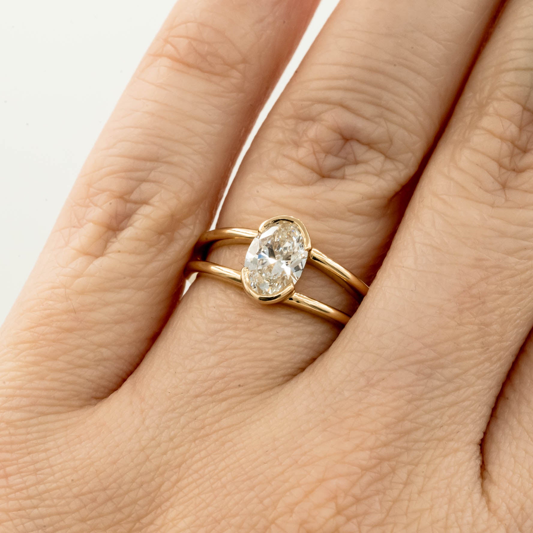 1.01ct Oval Lab Grown Diamond Engagement Ring in 14k Yellow Gold - Willow Design for Wedding, Proposal & Anniversary Gifts
