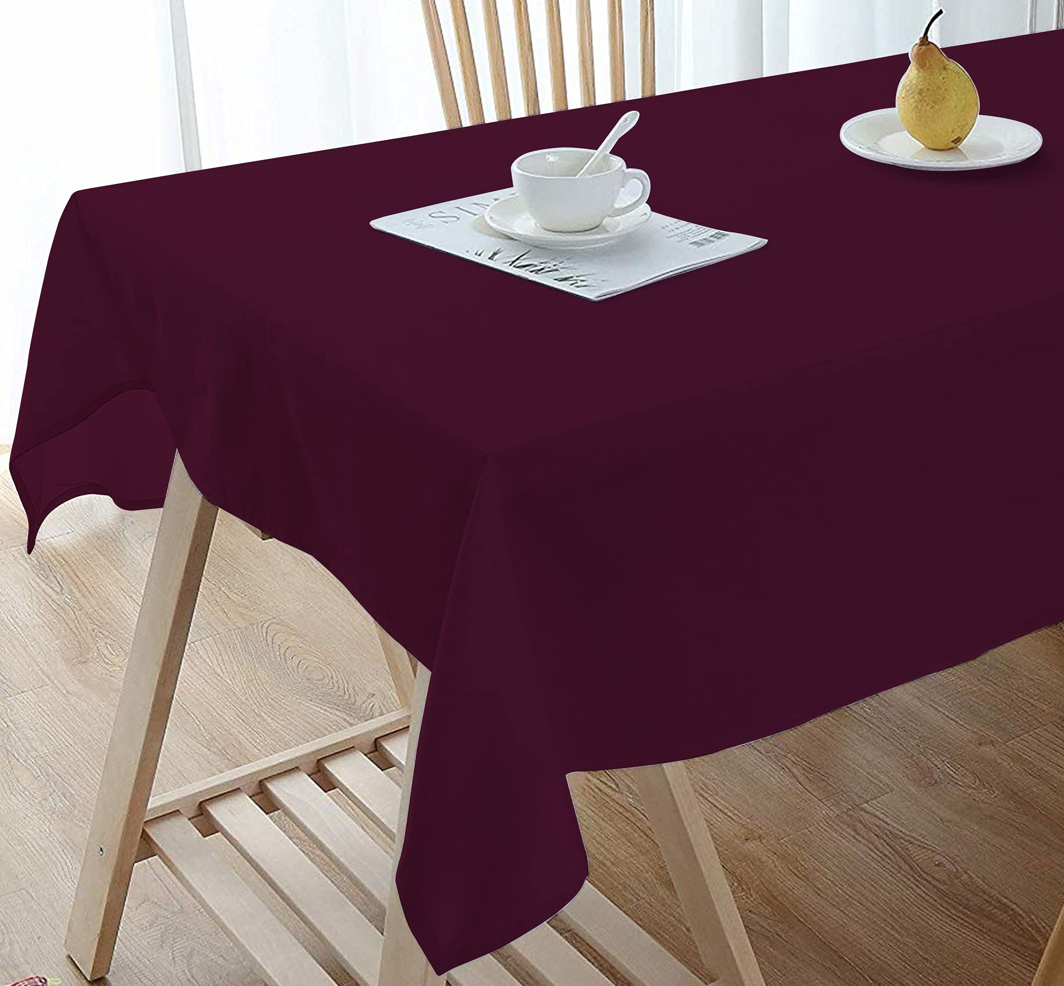 Premium Cotton Soft Plain 4-Seater Tablecloth - 56 x 72 Inch Dining Table Cover in Blackberry - Perfect for Family Dinners, Parties & Home Decor