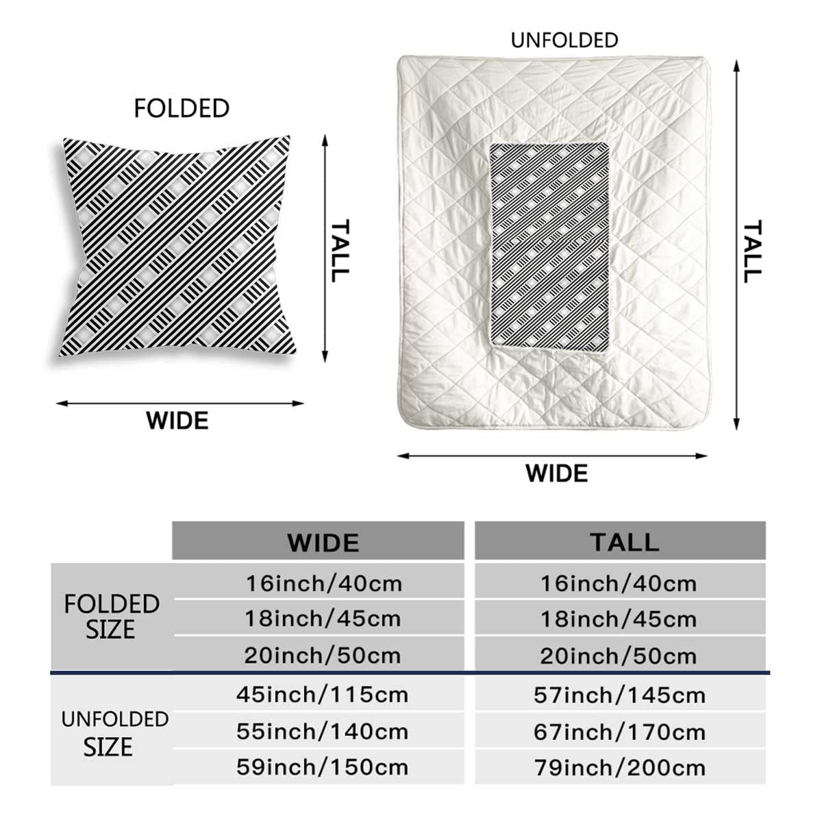 Premium Travel Blanket & Pillow Set - Soft Black Modern Throw Pillow for Sofa, Couch, Bed - 20