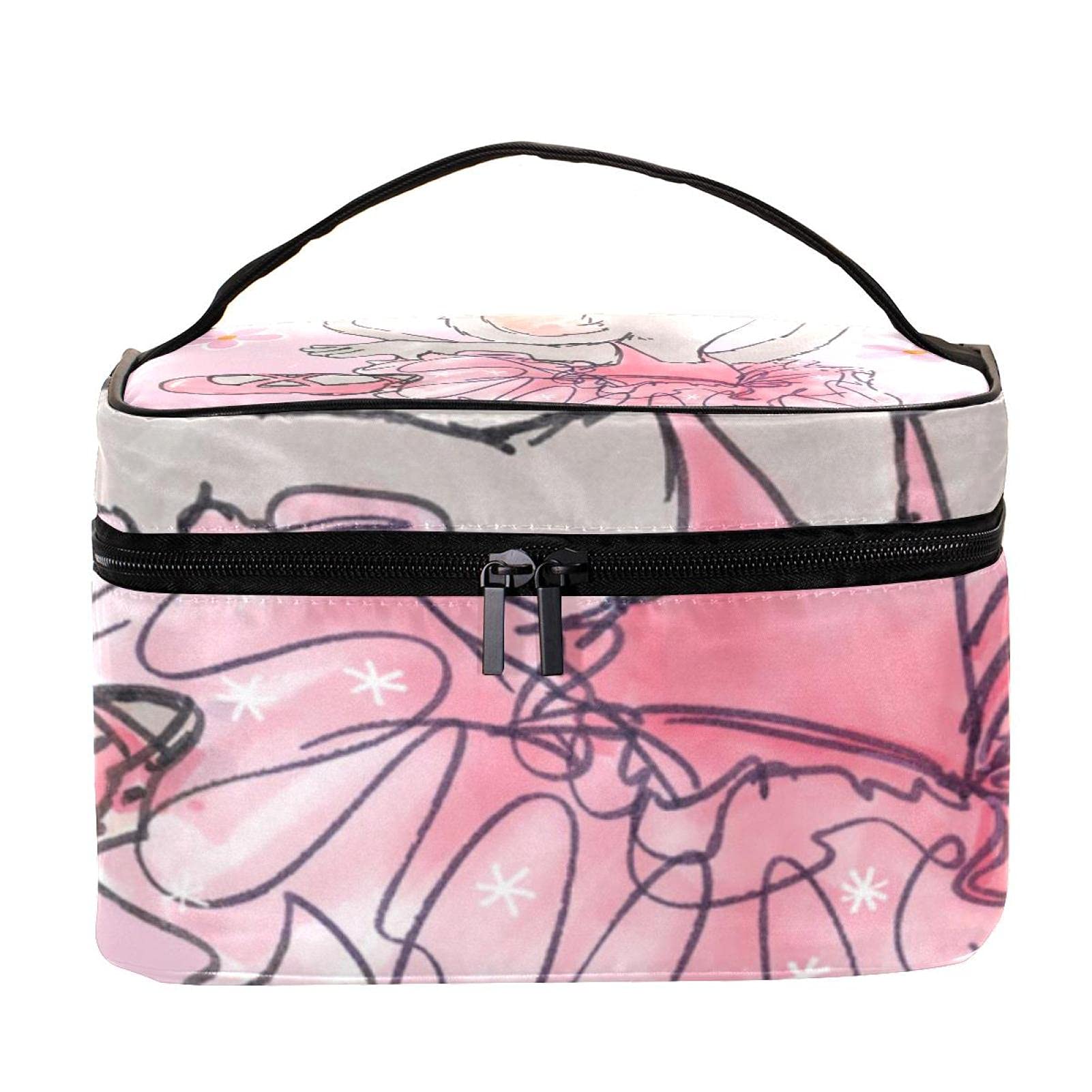 Cute Cartoon Ballet Bear Pattern Travel Makeup Bag - Large Cosmetic Organizer with Zipper for Women & Girls | Perfect for Gym, Travel & Daily Essentials Storage