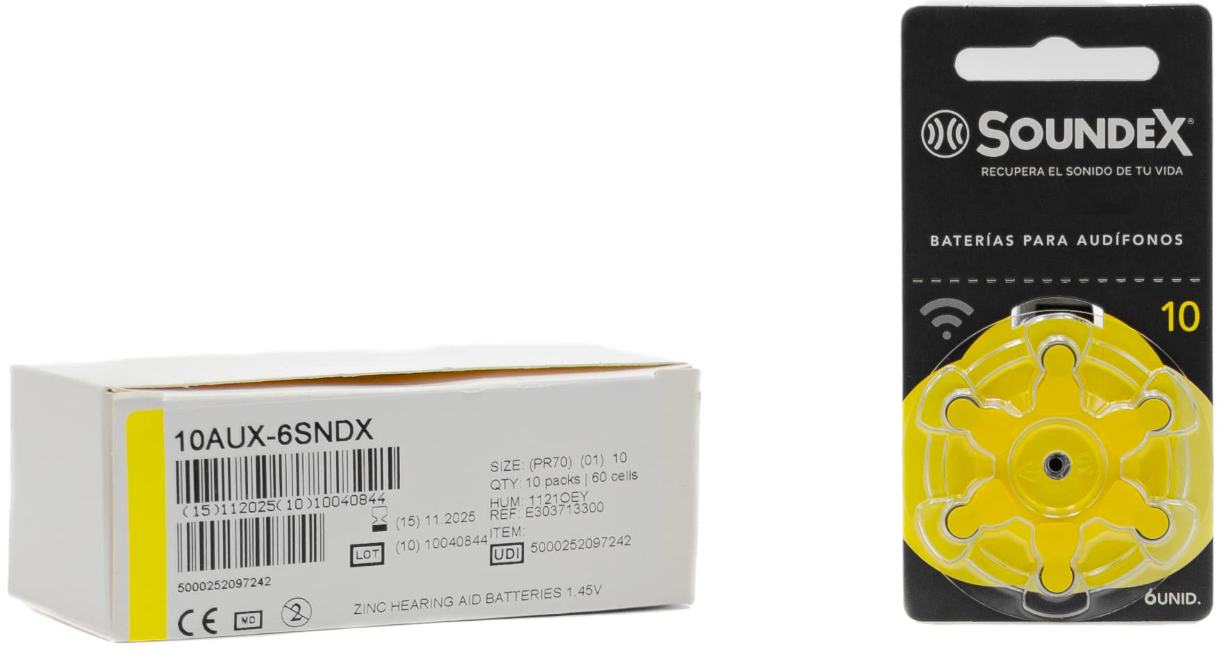 SOUNDEX 10 Zinc Hearing Aid Batteries 1.45V - 60 Pack Long-Lasting Power for Hearing Devices - Perfect for Seniors & Daily Use
