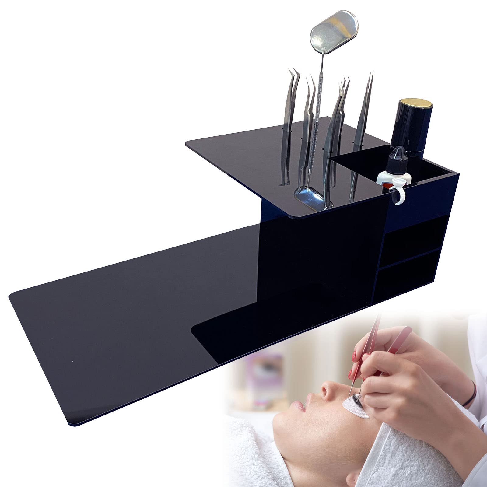 Acrylic Lash Extension Pillow Shelf Organizer - Display Stand for Lash Tech Supplies & Eyelash Extension Tools - Left/Right Hand Compatible - Perfect for Salon Storage & Beauty Station Organization