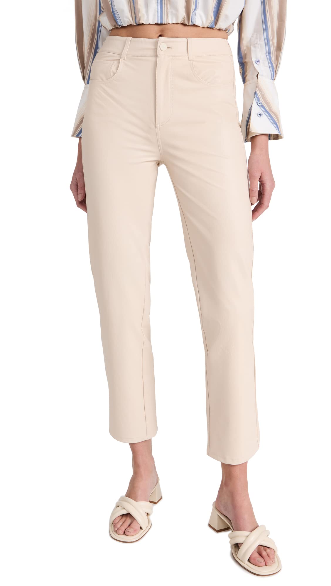 PAIGE Women's Stella Faux Leather Jeans - High Waisted Stretch Vegan Leather Pants for Women | Perfect for Night Out, Party & Casual Wear