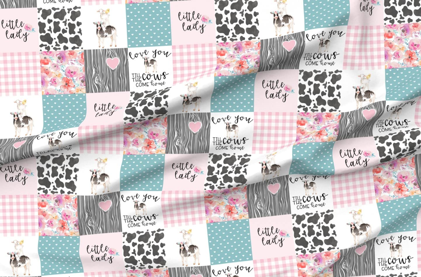 Farm Life Cows Animals Cheater Quilt Fabric - Soft Minky Printed Fabric by The Yard for Baby Blankets, Quilt Backing & Sewing Projects - Perfect for Nursery Decor, DIY Baby Gifts & Plush Toys