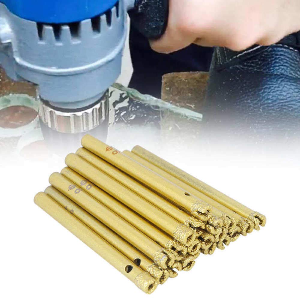 20PCs Diamond Drill Bit Set - 6mm Gold Brazing Hole Opener for Glass, Ceramic Tiles & Granite - Electric/Hand Drill Accessories for DIY Projects & Home Renovations