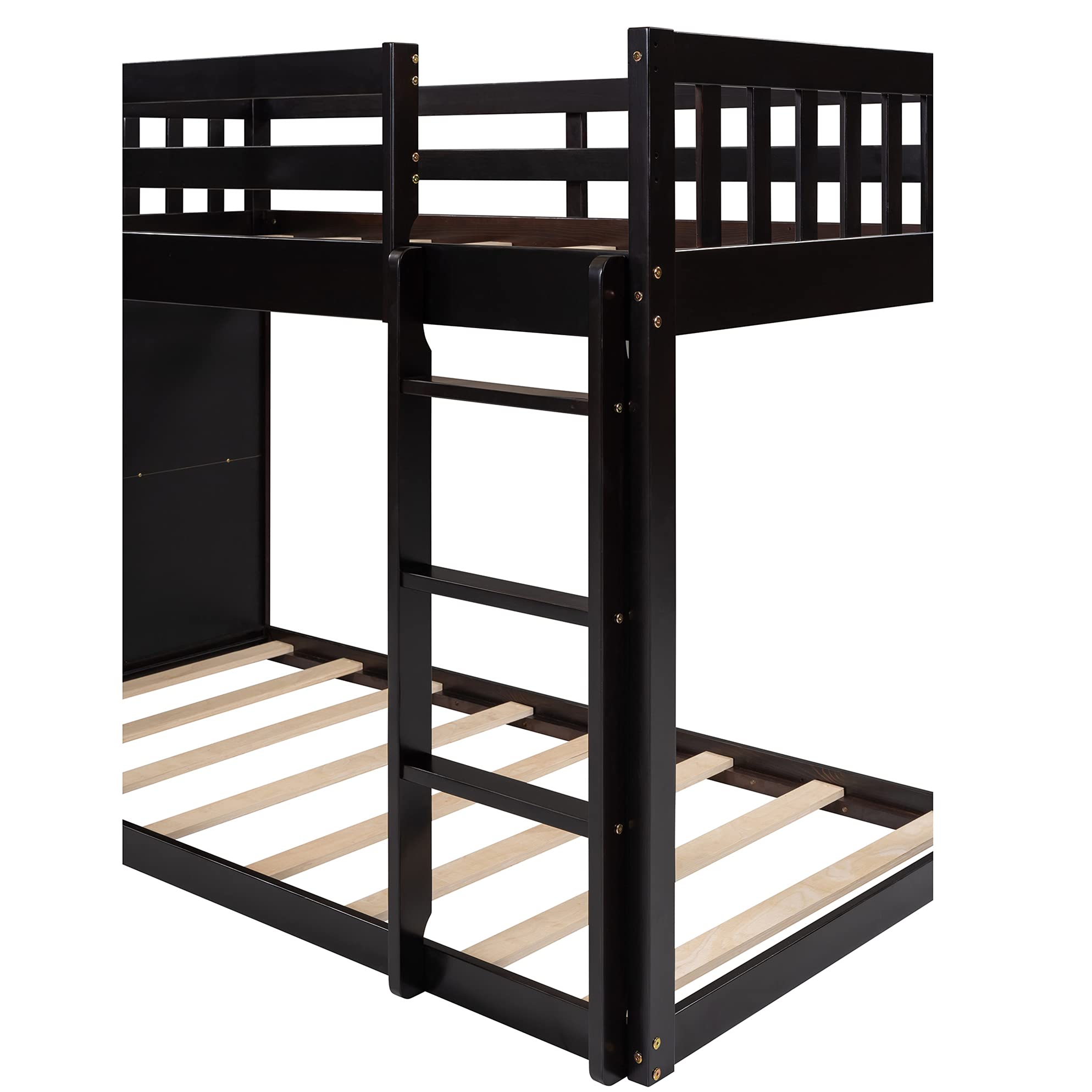 Harper & Bright Designs Twin Bunk Beds for Kids - Wooden Twin Over Twin Bunk Bed with 4 Drawers & 3 Shelves for Extra Storage - Espresso Finish - Perfect for Small Bedrooms, Kids' Rooms & Sleepovers