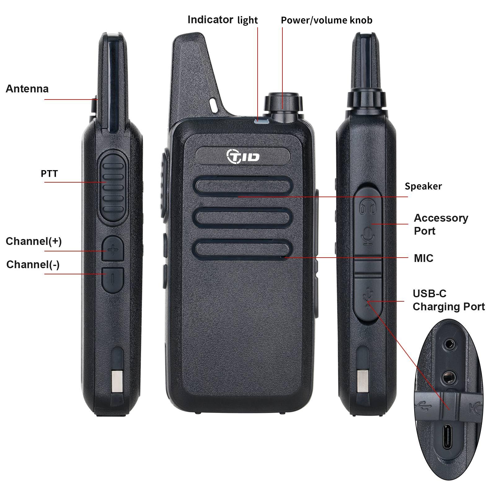 TIDRADO TD-M8s Rechargeable Walkie Talkies 6 Pack - License-Free FRS Two Way Radios with 6-Way Multi Gang USB Charger for Outdoor Adventures, Camping, Hiking & Emergency Communication