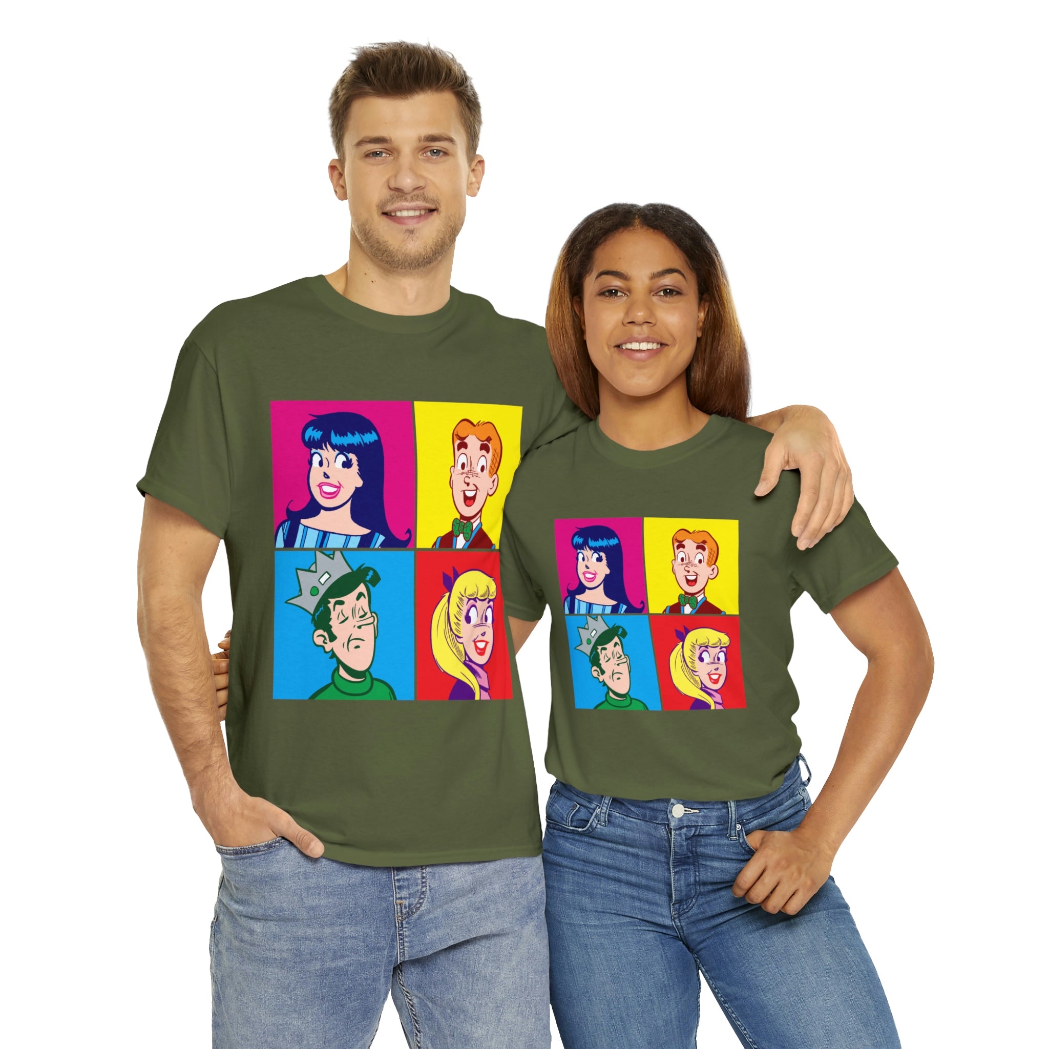Vintage Pop Art Archie Comics Graphic T-Shirt - Unisex Heavy Cotton Tee Featuring Archie, Betty, Veronica & Jughead - Perfect for Comic Fans, Casual Wear & Retro Fashion