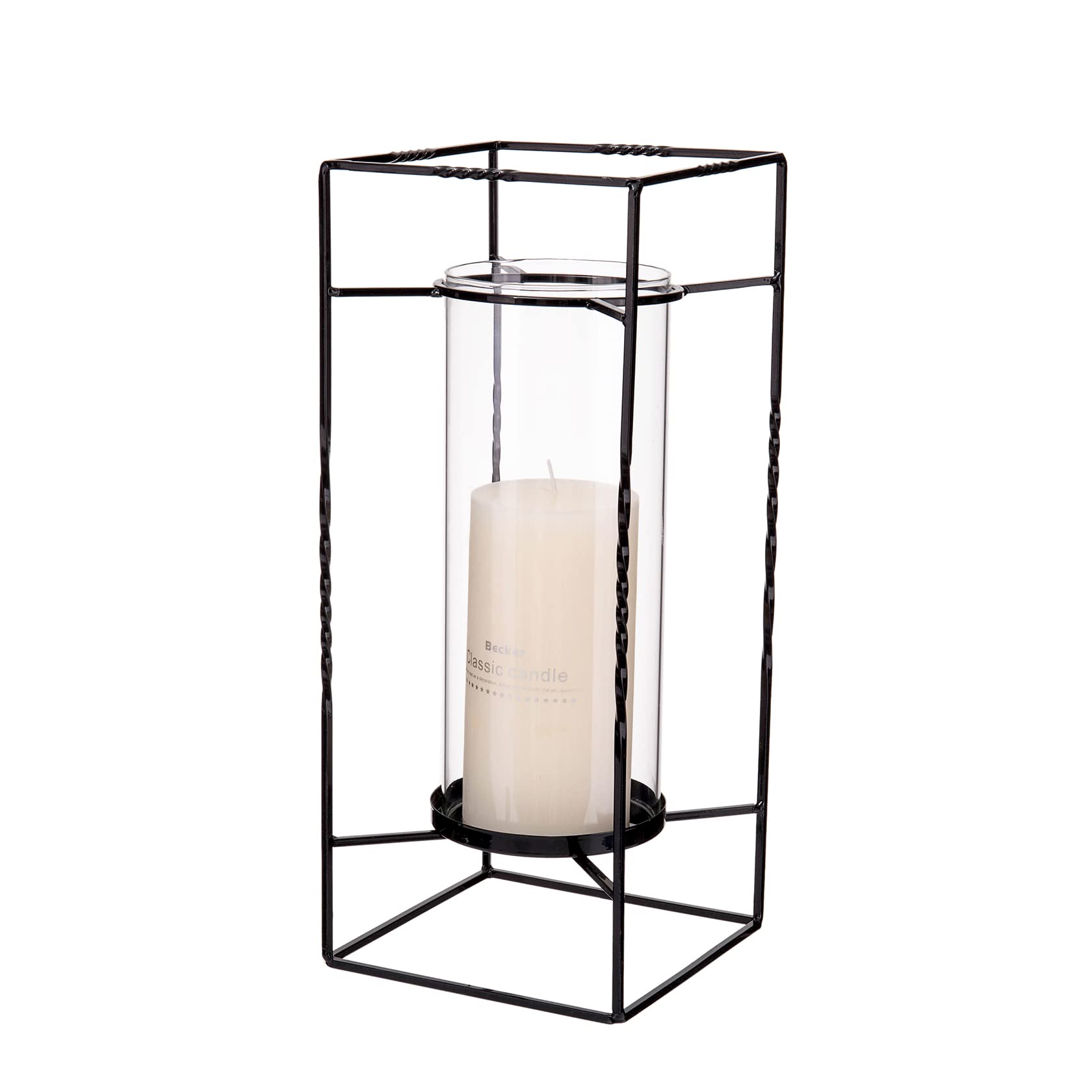 Premium Diamond Star Glass Vase with Decorative Metal Bracket - 5.9