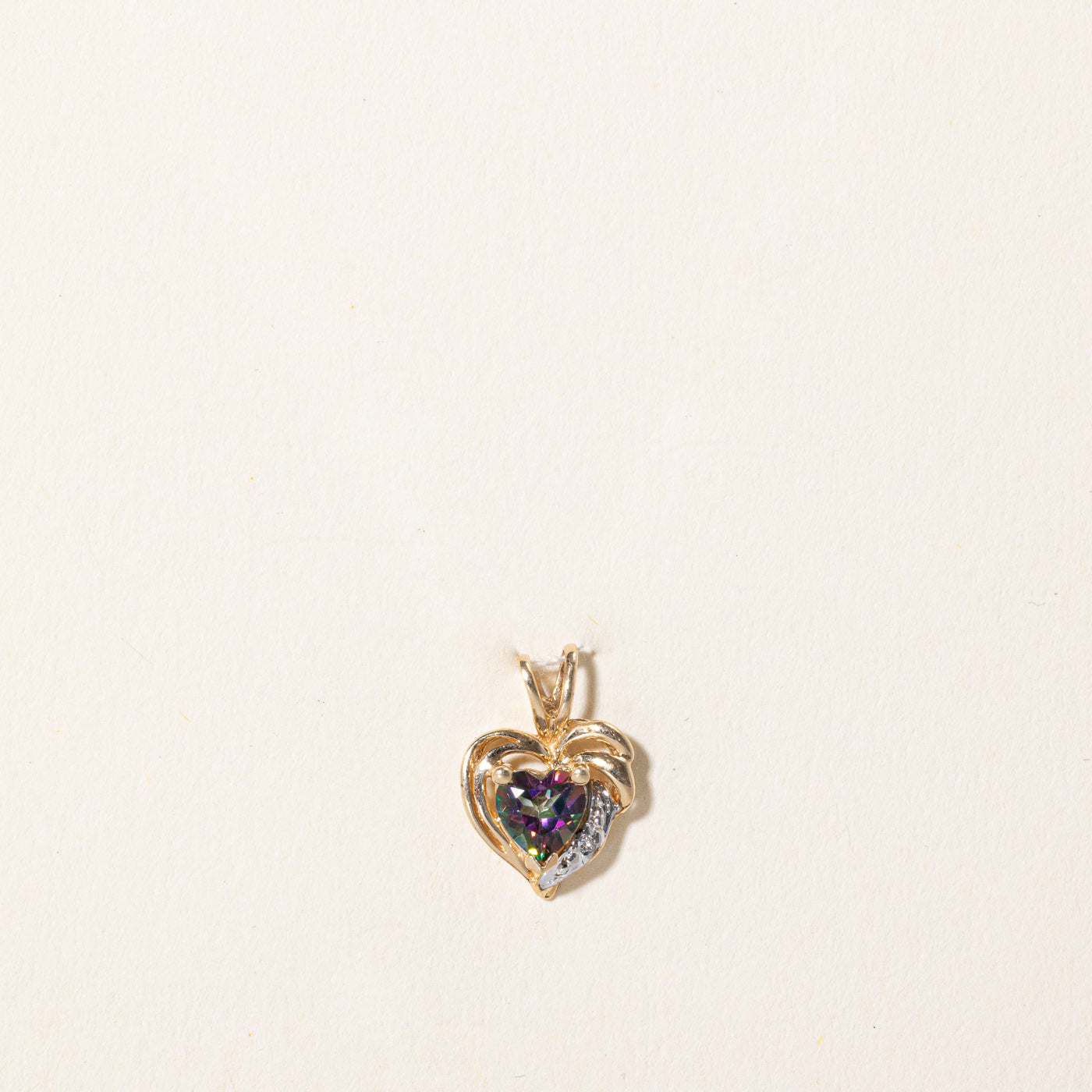 14K Gold Mystic Topaz & Diamond Heart Pendant Necklace | 0.64ct Genuine Mystic Topaz & 0.005ct Diamond | Elegant Jewelry Gift for Women, Valentine's Day, Anniversary & Special Occasions