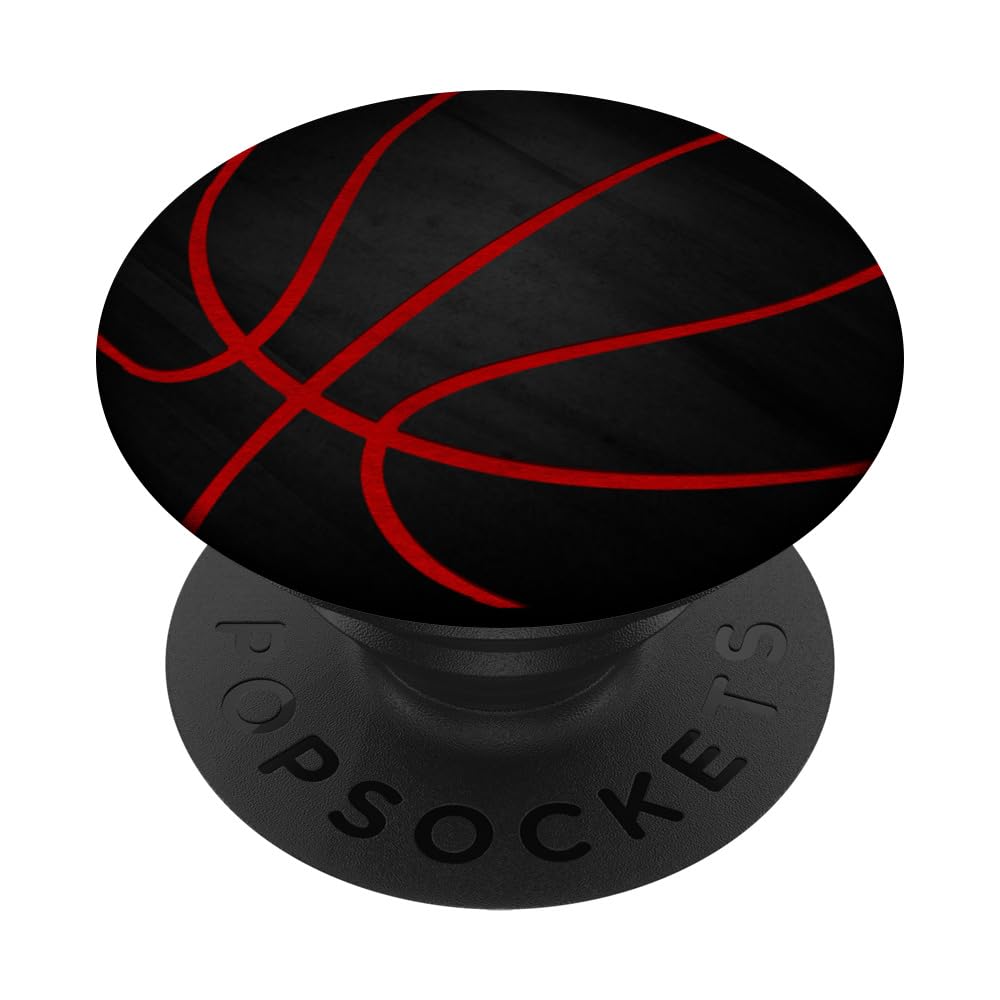 Red Basketball PopSockets PopGrip - Standard Phone Grip & Stand for iPhone, Samsung, Smartphones - Perfect for Sports Fans, Gaming, and Everyday Use