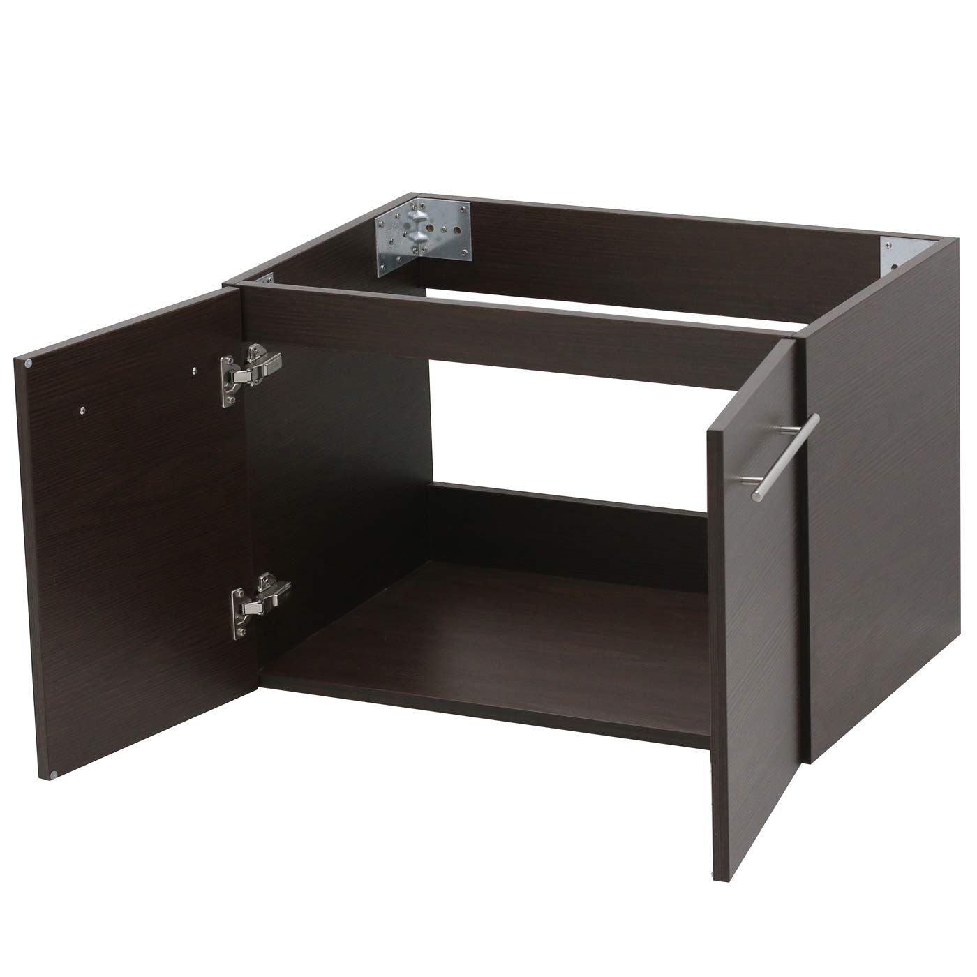 Dark Brown Wall Mount Floating Vanity with Black Stone Top & Sink - 36