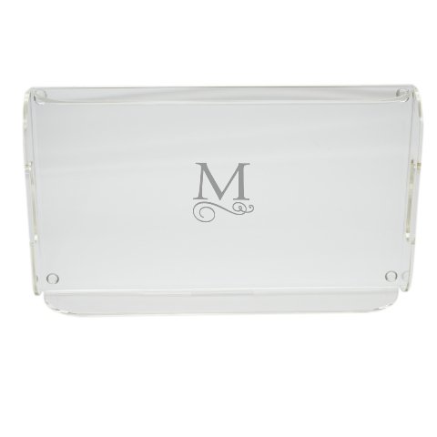 Stylish Acrylic Serving Tray with Comfortable Handles - Perfect for Breakfast in Bed, Brunch Parties & Coffee Table Decor - Pi-Flourish-A
