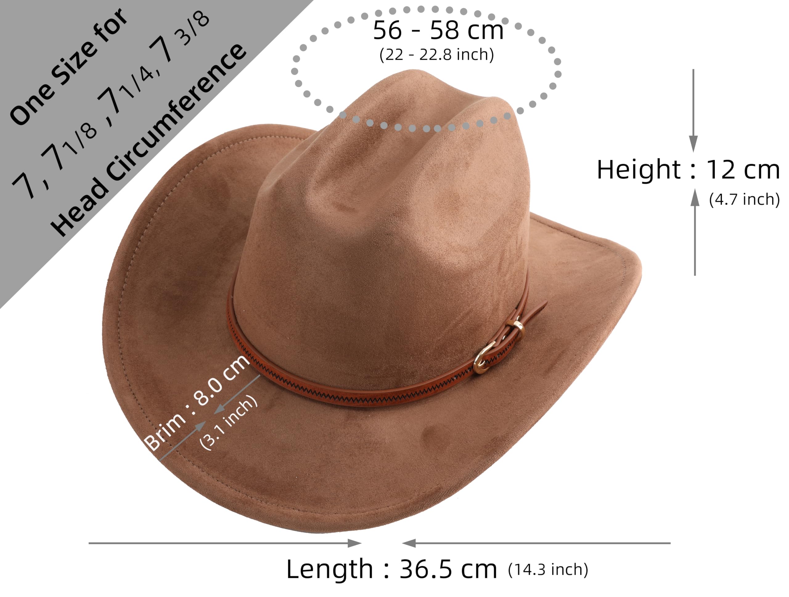 Stylish Cowboy Hat for Women & Men - Wide Brim Western Cowgirl Hat for Rodeo, Country Music Festivals & Outdoor Adventures