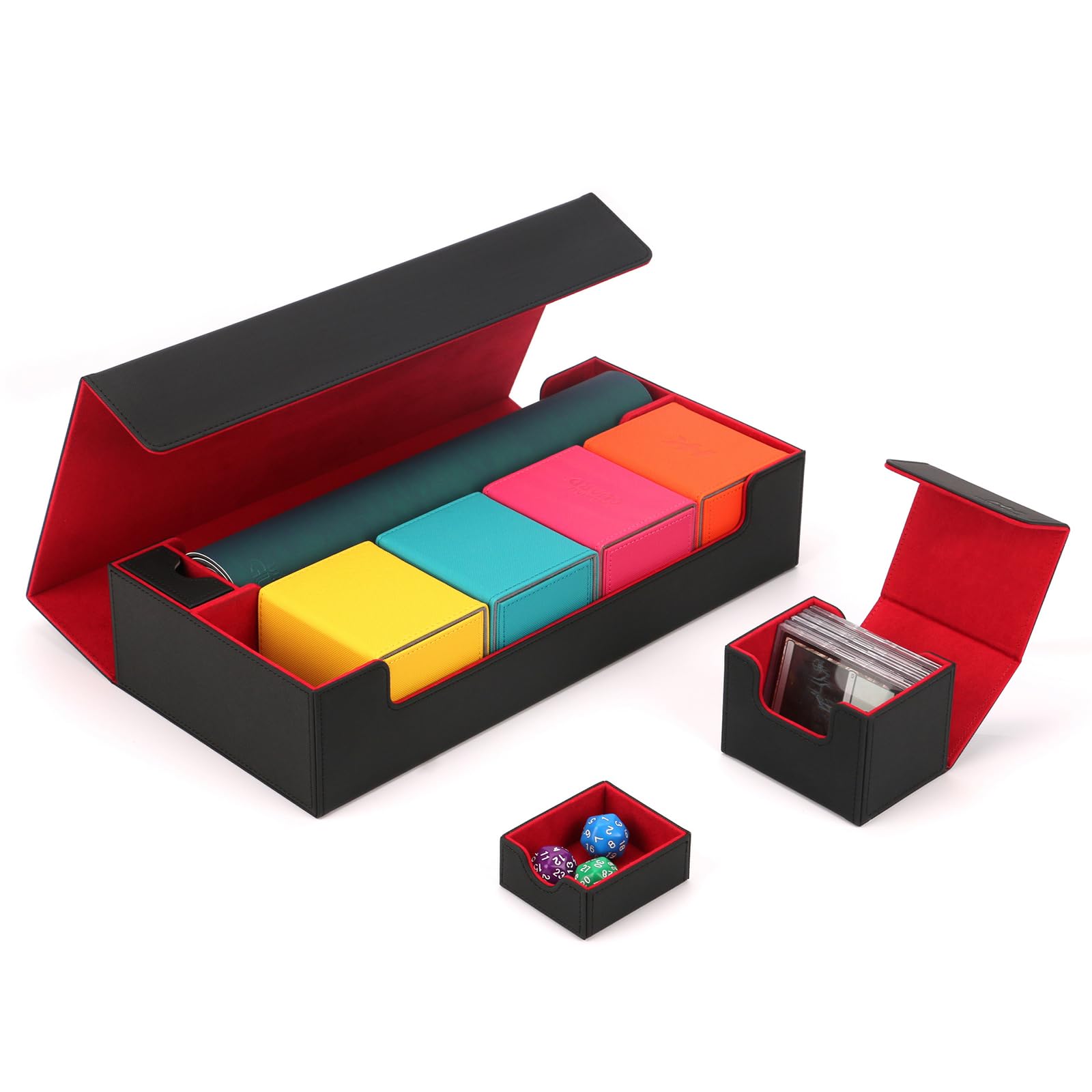 LUCKGONI Magnetic Playing Card Storage Box - PU Leather Deck Holder for Poker, MTG, Yugioh & Collectible Cards - Portable Travel Case for Game Nights & Card Collectors