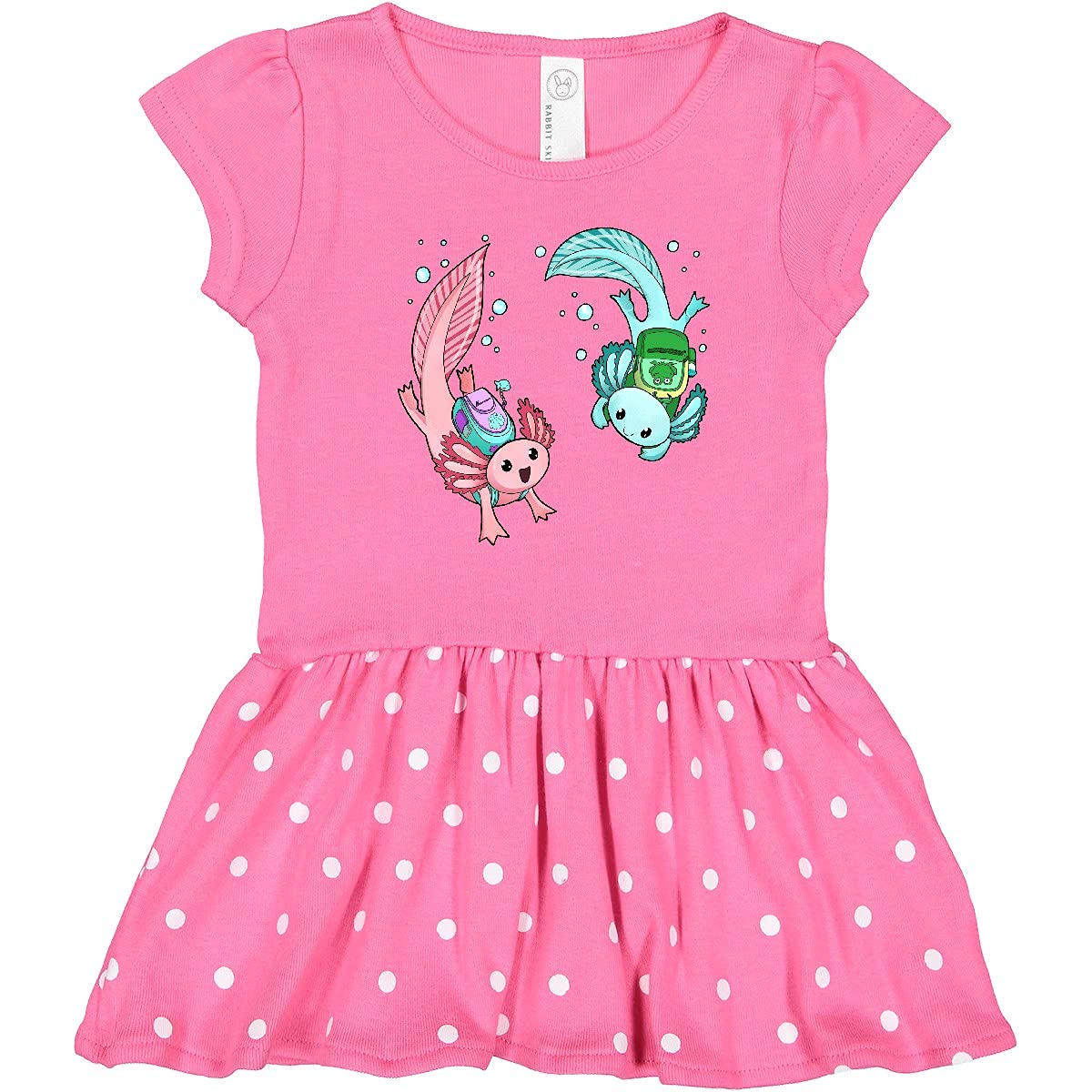 Inktastic Cute Axolotls with Backpacks Toddler Dress - Adorable Kids Outfit for School, Playdates & Casual Wear | Soft Cotton Comfort for Girls & Boys