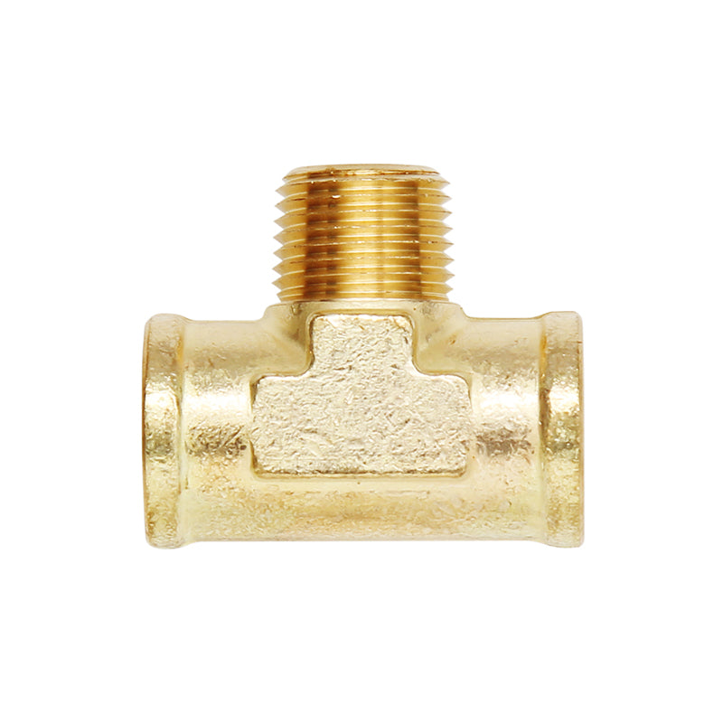 1/2 Inch T 2 Way Female to 1 Way Male NPT Fitting - Brass Pipe Connector for Plumbing, Hydraulic & Pneumatic Systems