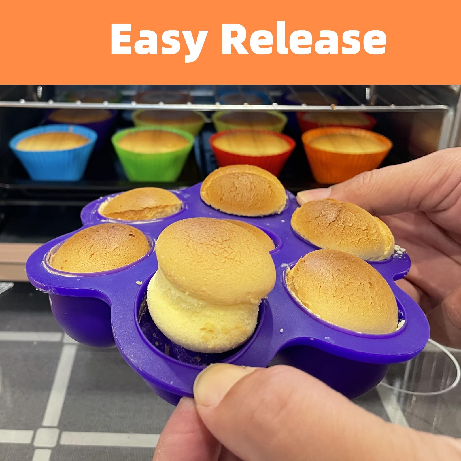 7-Cavity Silicone Popsicle Molds with Lids - Reusable Non-Stick Ice Pop & Baby Food Storage Containers - Perfect for Homemade Treats, Kids Snacks & Party Desserts (Purple)