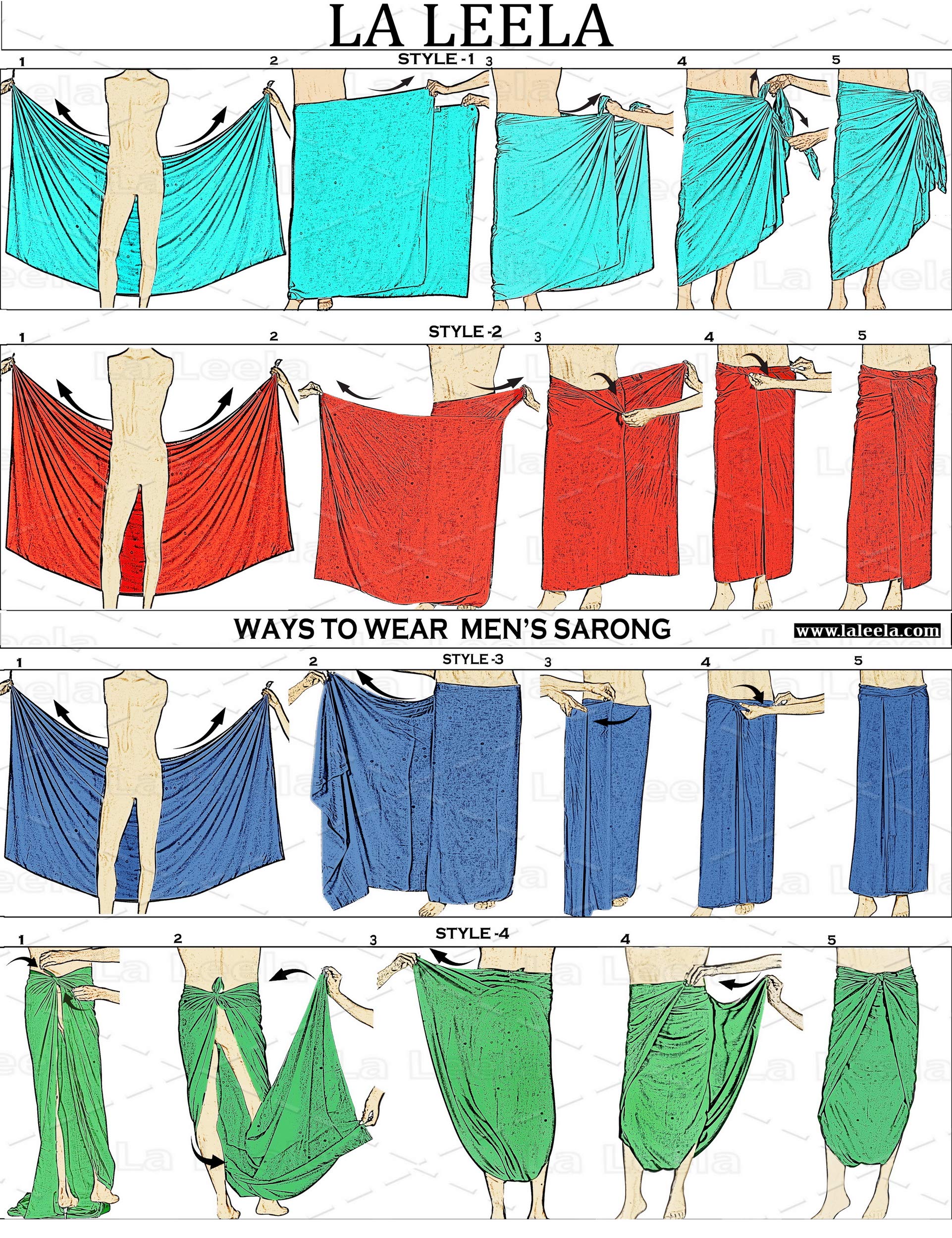LA LEELA Men's Sarong Beach Cover Up - Quick Dry Swim Wrap for Men - Lightweight Summer Swimwear for Pool, Beach & Vacation - Perfect for Swimming, Surfing & Lounging