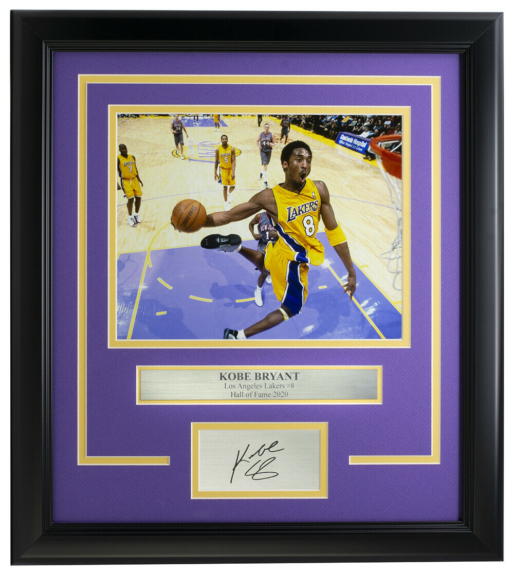 Kobe Bryant Framed 8x10 L.A. Lakers Dunk Photo with Laser Engraved Signature - Authentic NBA Memorabilia for Home Office Decor & Basketball Fan Gifts