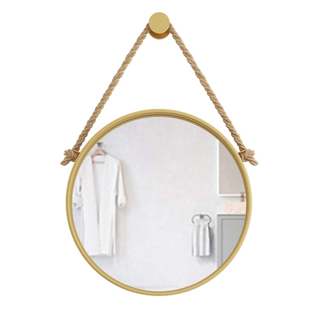 Gold Metal Frame Round Bathroom Mirror - Shatterproof Wall Mounted Hanging Mirror (15.7