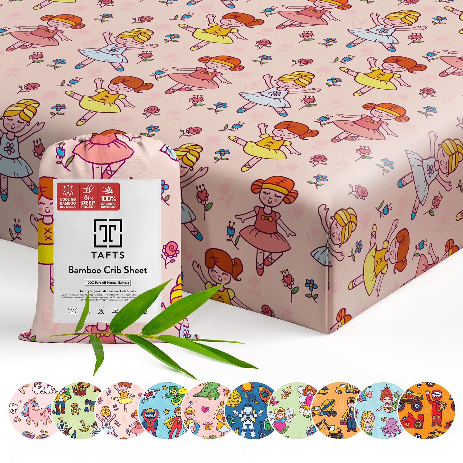 TAFTS Organic Bamboo Viscose Crib Sheets - 2 Pack Soft & Breathable Fitted Crib Sheets for Standard Crib & Toddler Mattress (28