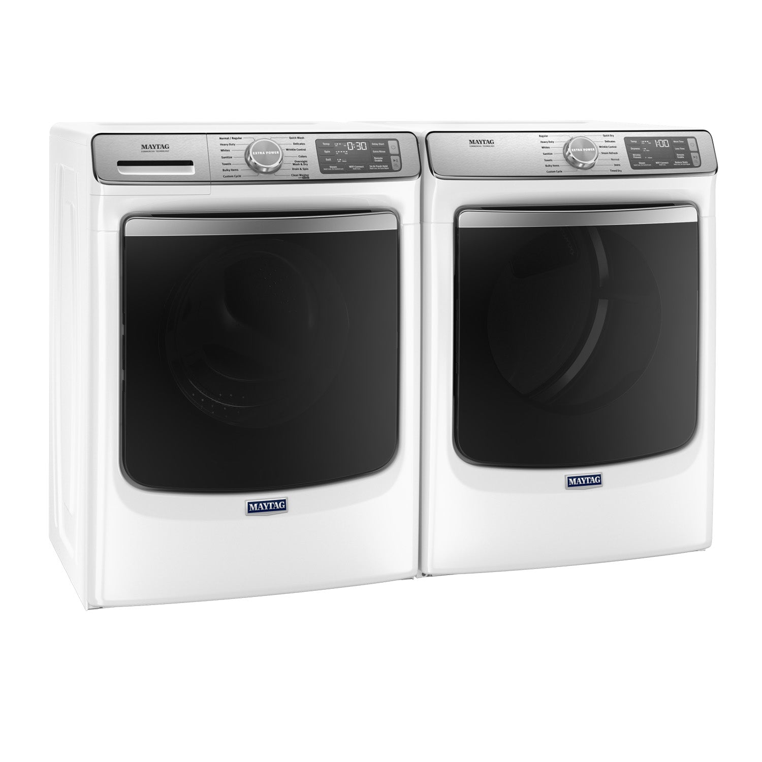 Maytag White Front Load Washer 5.8 cu ft & Gas Dryer 7.3 cu ft Laundry Set MHW8630HW/MGD8630HW - Perfect for Large Families & Heavy Duty Laundry Needs