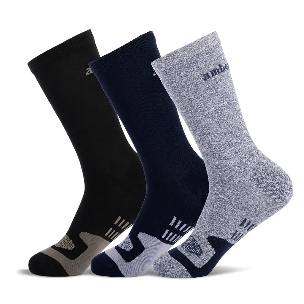 3 Pack of Comfortable Cotton Socks - 1 Obsidian, 1 Cobalt, 1 Ocean | Breathable & Soft for Men & Women | Perfect for Running, Hiking & Daily Wear